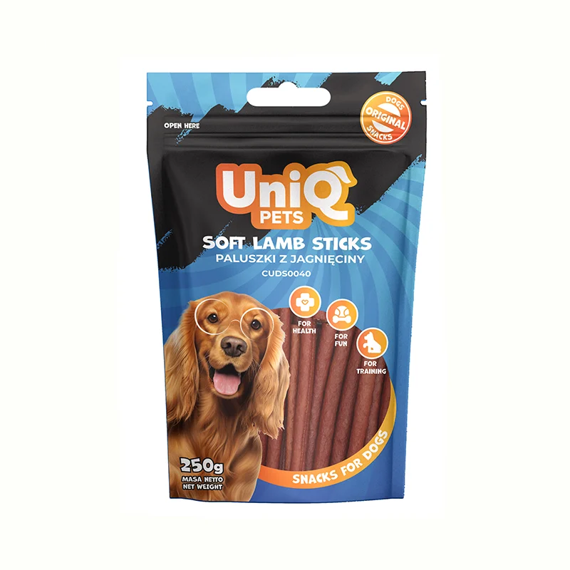1w UNIQ PETS DOG SNACKS WOOFERS lazdelės su ėriena 250 g - Image 1