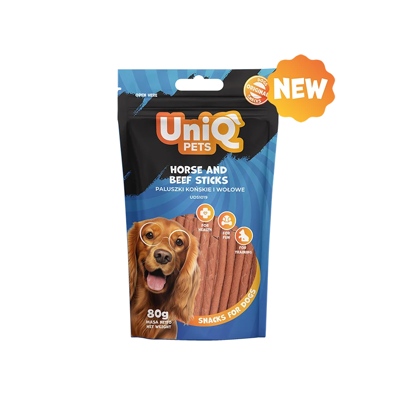 1w UNIQ PETS DOG SNACKS WAGGI lazdelės su arkliena ir jautiena 80 g - Image 1